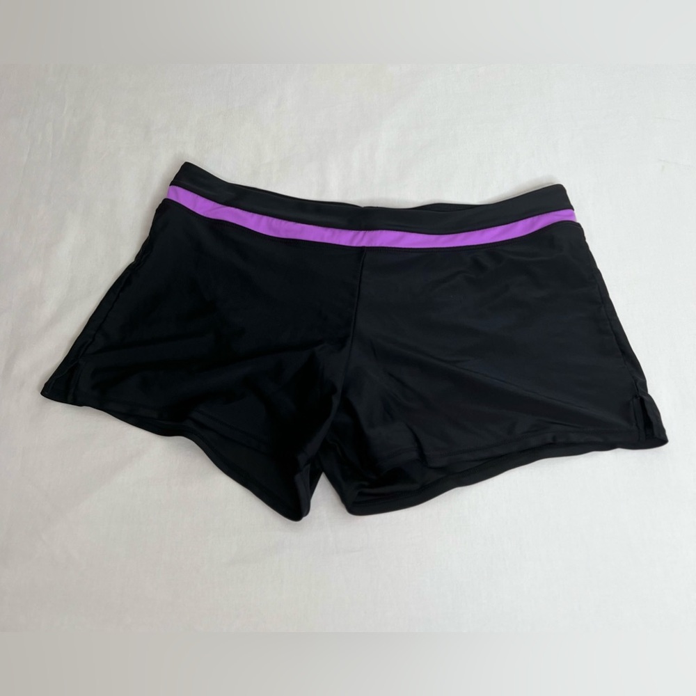 Gerry Womens XL Lined Athletic Shorts Black Purple Stripe